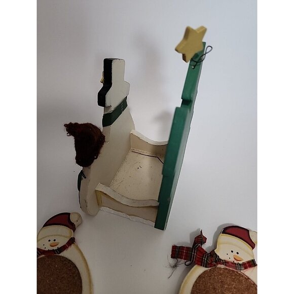 Snowman Family Drink Coaster Set of 6 With Wood Box Holder - Picture 8 of 8